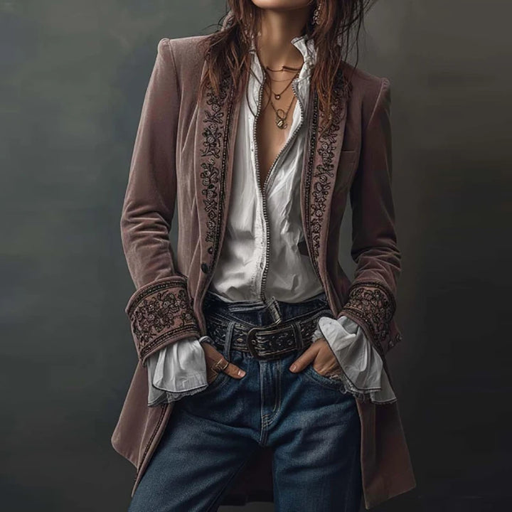 Steampunk Retro Ethnic Floral Jacket Pink