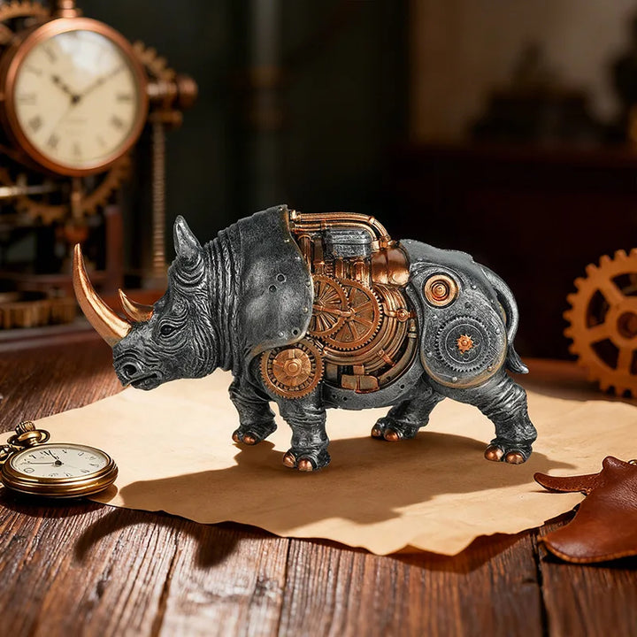Steampunk Rhino Decorative Sculpture