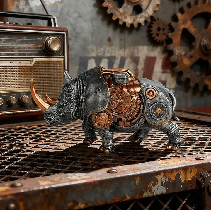 Steampunk Rhino Decorative Sculpture Style