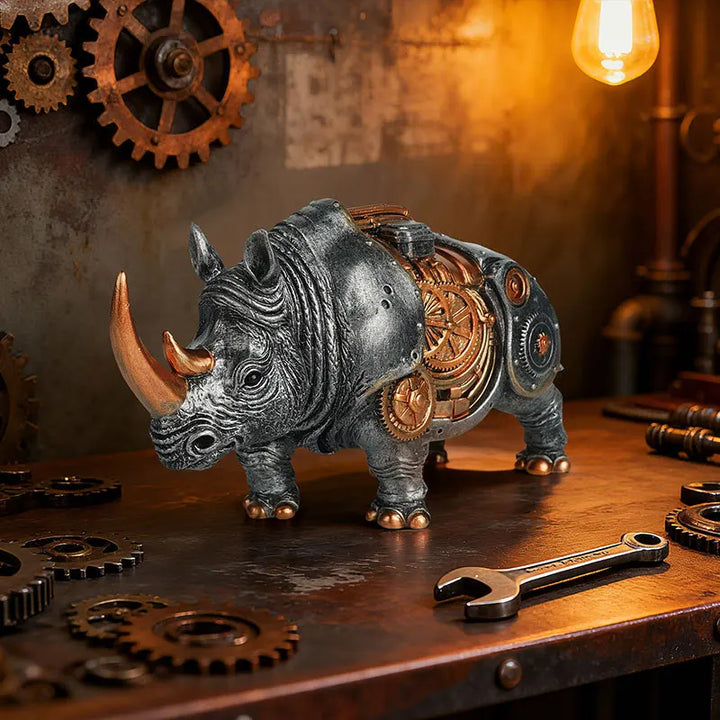 Steampunk Rhino Decorative Sculpture Stylish
