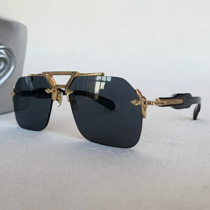 Steampunk Rimless Sunglasses Black