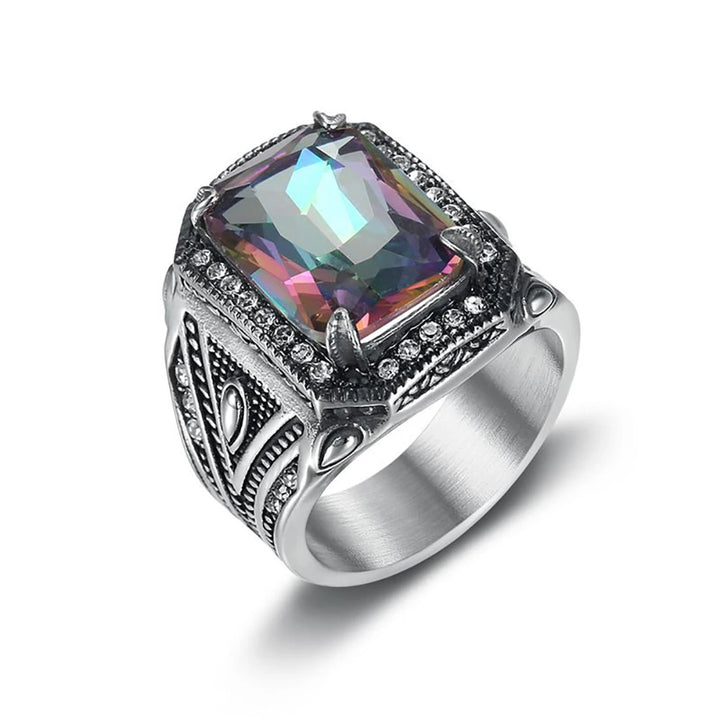 Steampunk Ring With Colorful Stone artistic