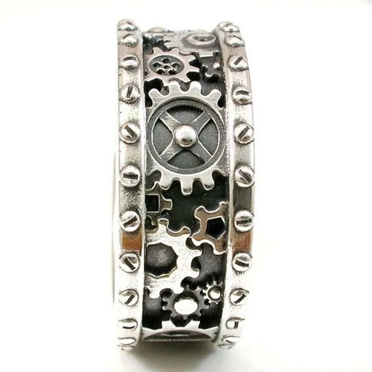Steampunk Ring With Raised Gears chic