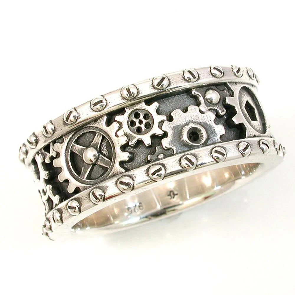 Steampunk Ring With Raised Gears elegant