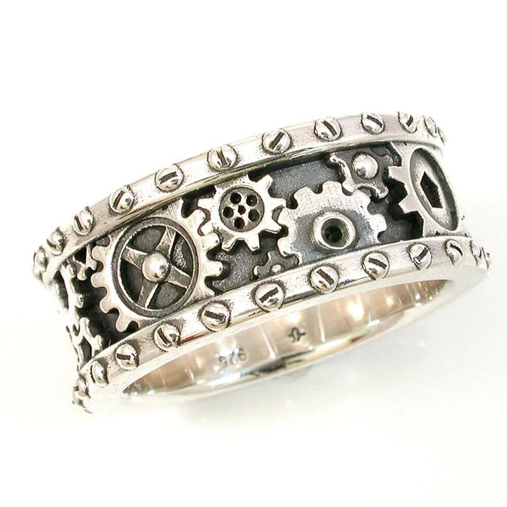 Steampunk Ring With Raised Gears elegant