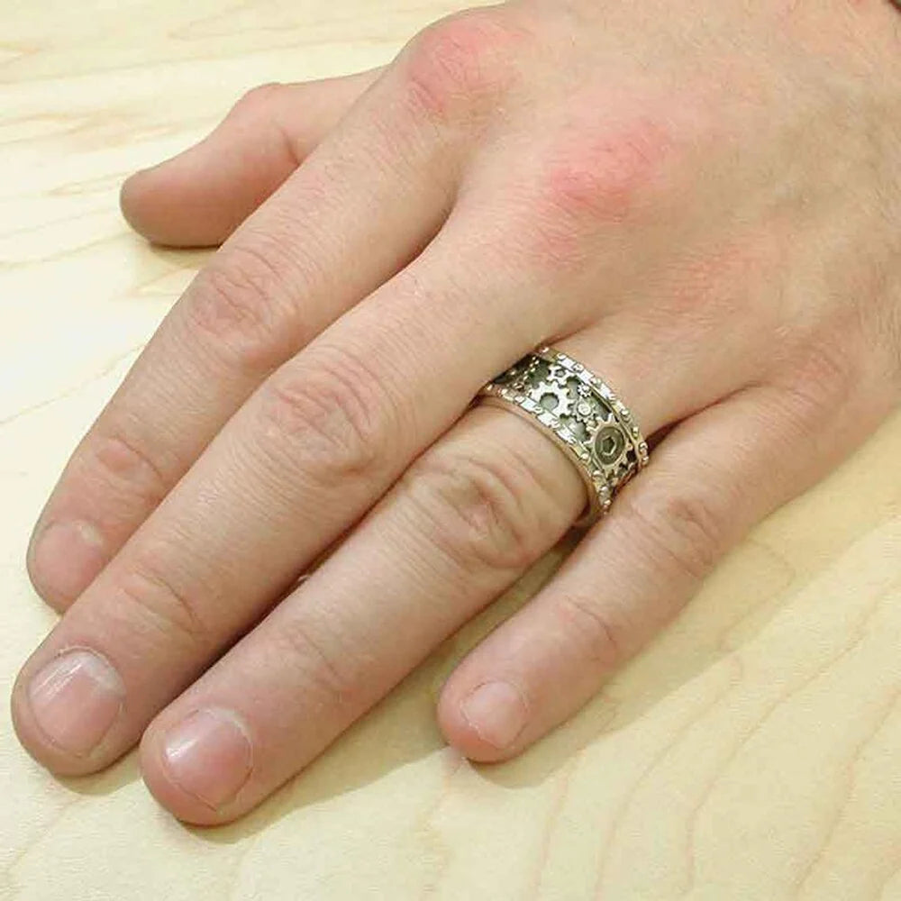Steampunk Ring With Raised Gears quality