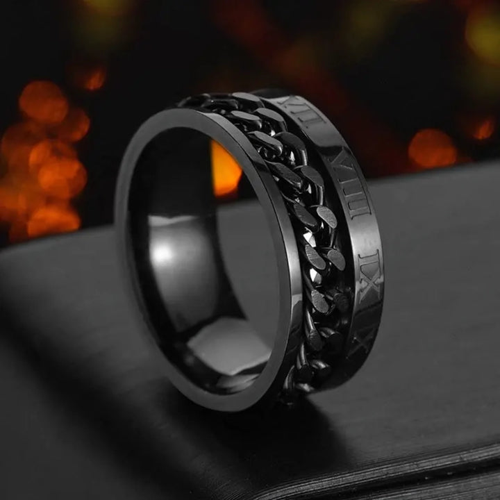 Steampunk Ring With Roman Numerals black