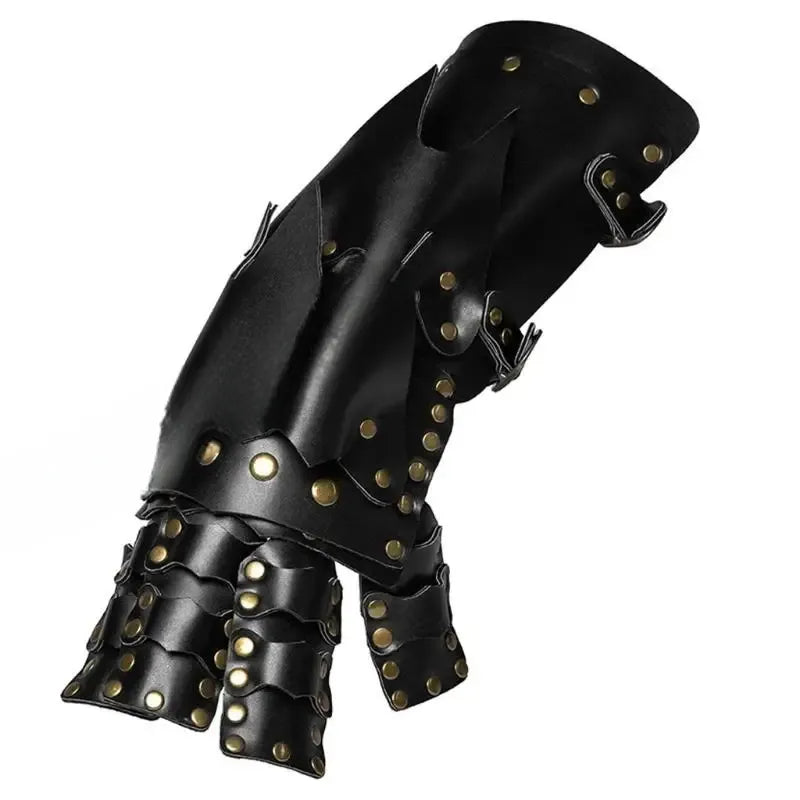 Steampunk Riveted Leather Gloves Black