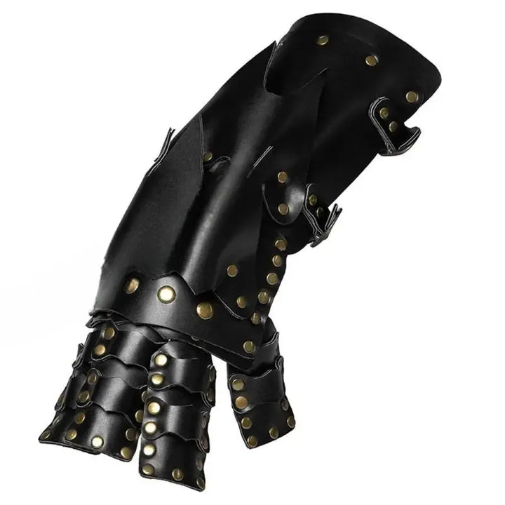 Steampunk Riveted Leather Gloves Black
