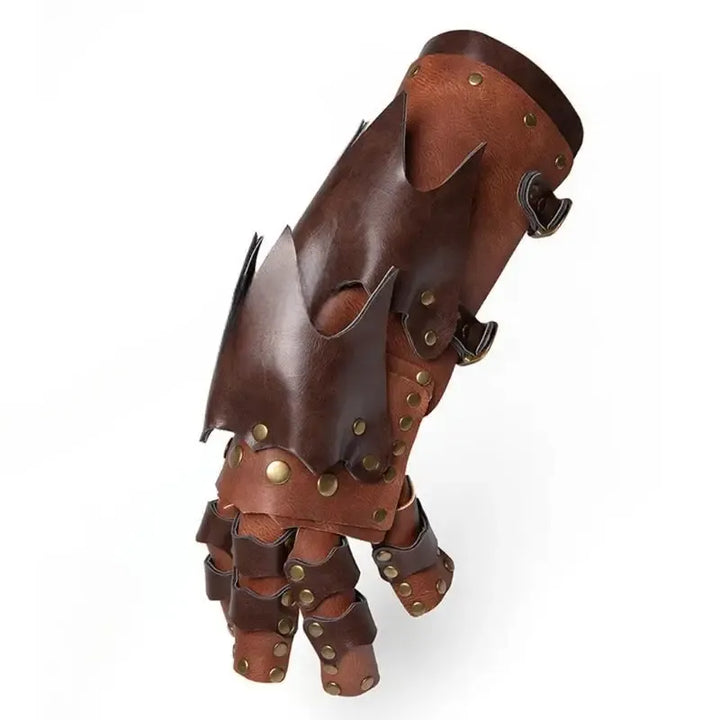 Steampunk Riveted Leather Gloves Brown