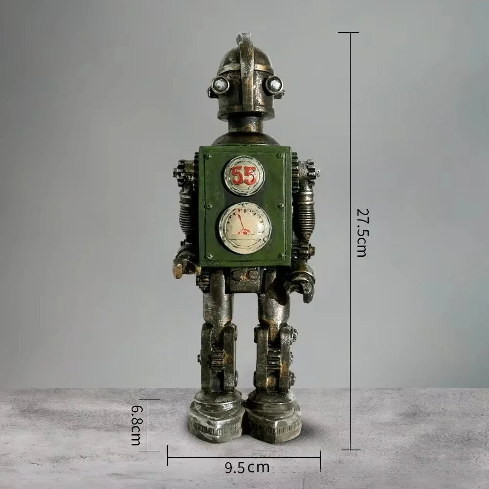 Steampunk Robot Sculpture Green