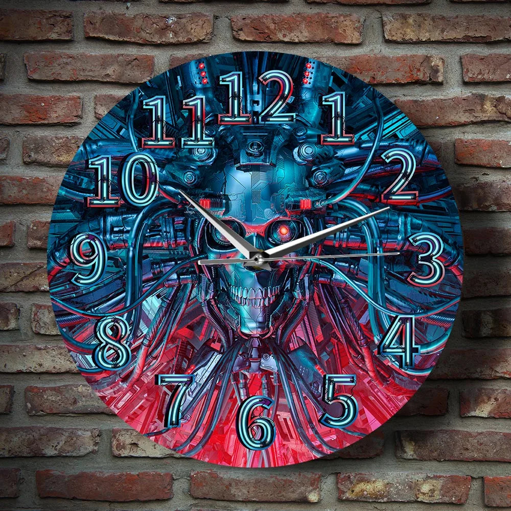 Steampunk Robot Skull Wall Clock