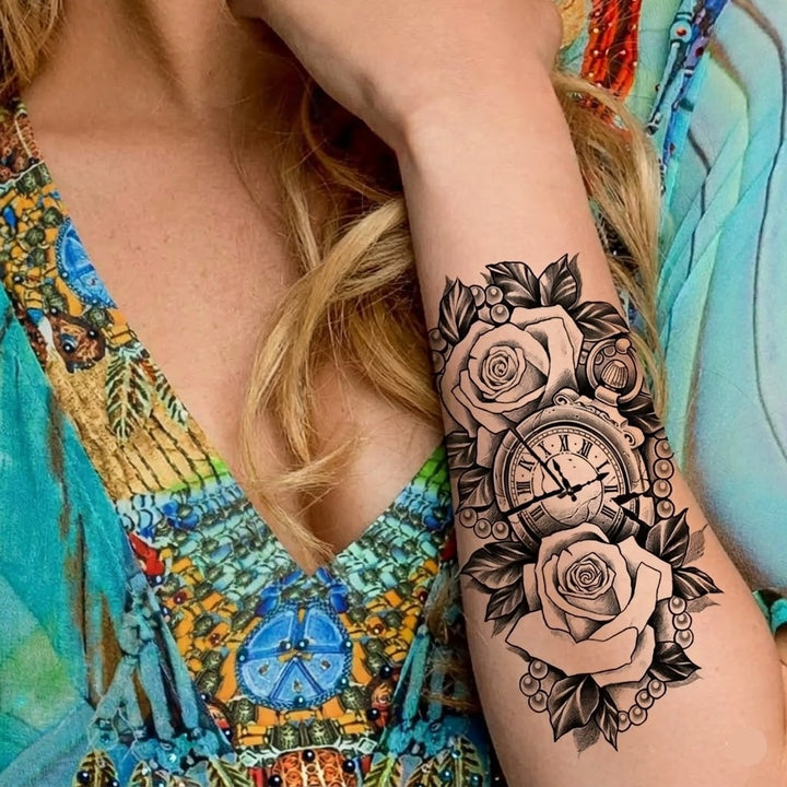 Steampunk Rose Tattoo And Pocket Watch