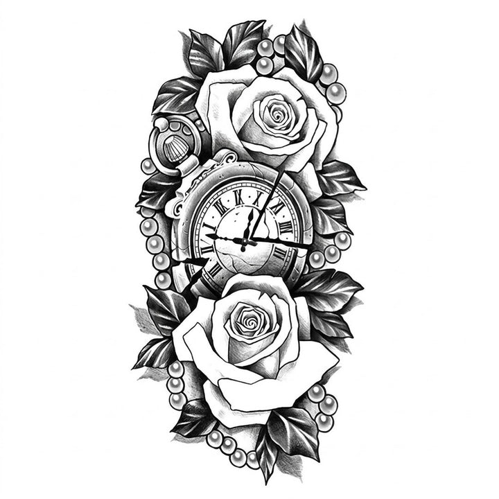 Steampunk Rose Tattoo And Pocket Watch stylish