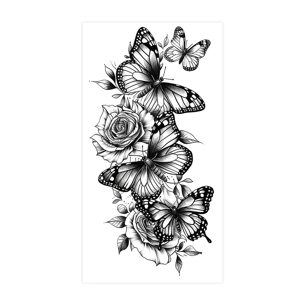 Steampunk Rose and Butterfly Tattoo stylish