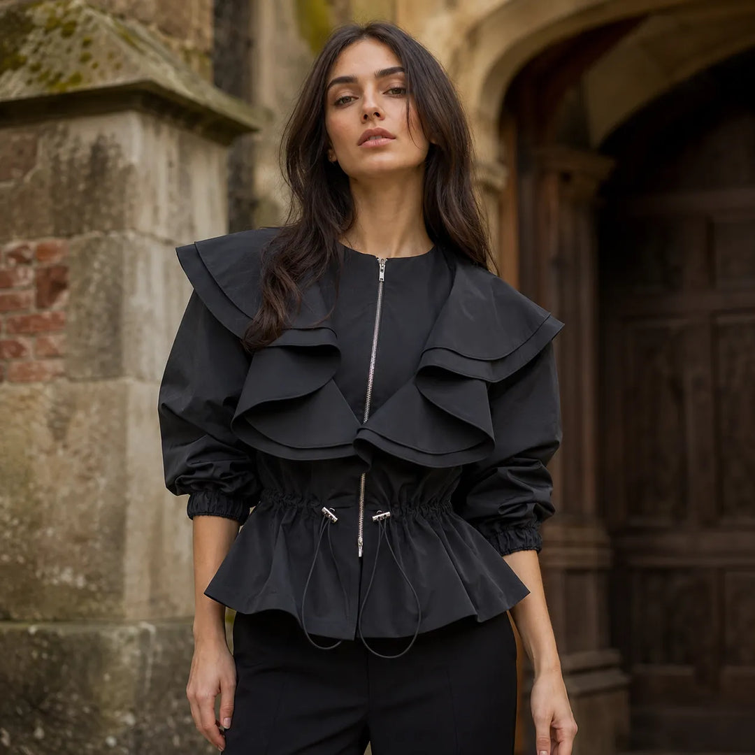 Steampunk Ruffle Jacket With Zipper