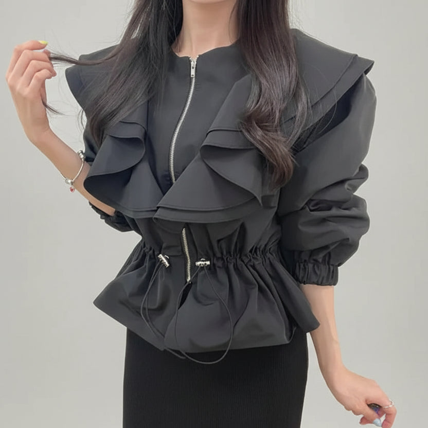 Steampunk Ruffle Jacket With Zipper