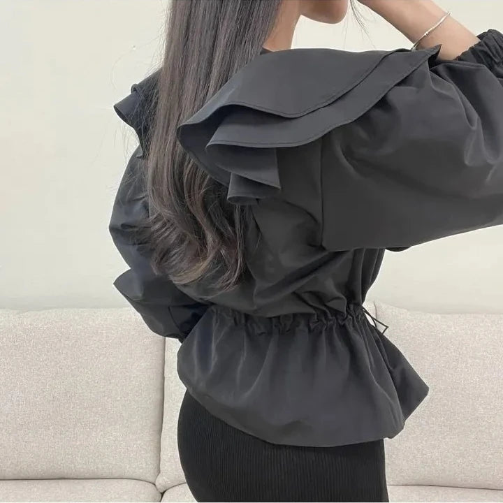 Steampunk Ruffle Jacket With Zipper feminine