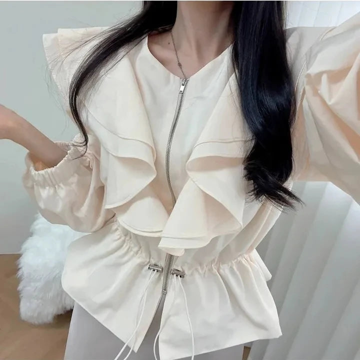 Steampunk Ruffle Jacket With Zipper stylish