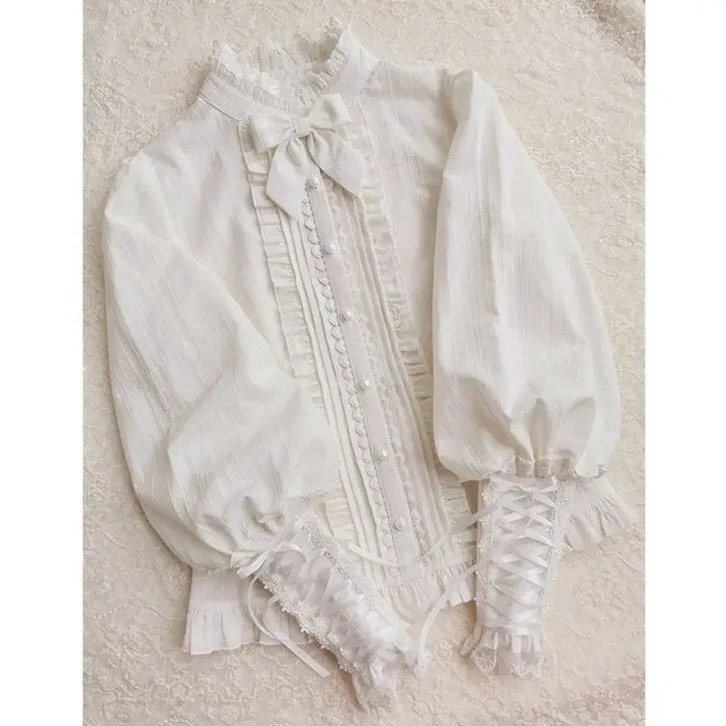 Steampunk Ruffled Cotton Shirt Stylish