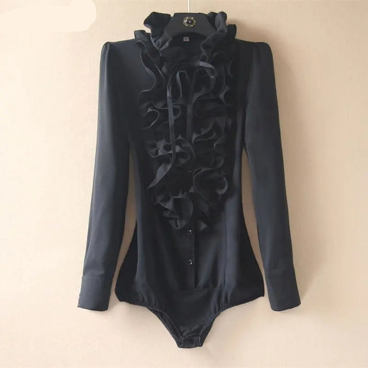 Steampunk Ruffled Shirt Bodysuit black