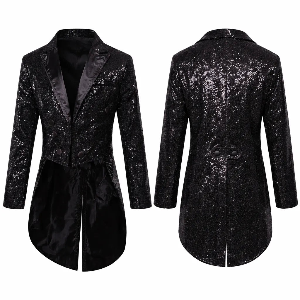 Steampunk Sequined Coat Black