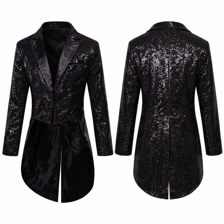 Steampunk Sequined Coat Black