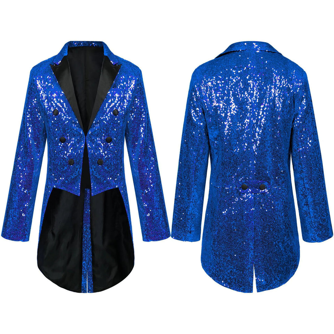 Steampunk Sequined Coat Blue
