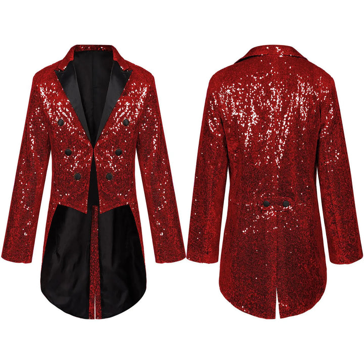 Steampunk Sequined Coat Red