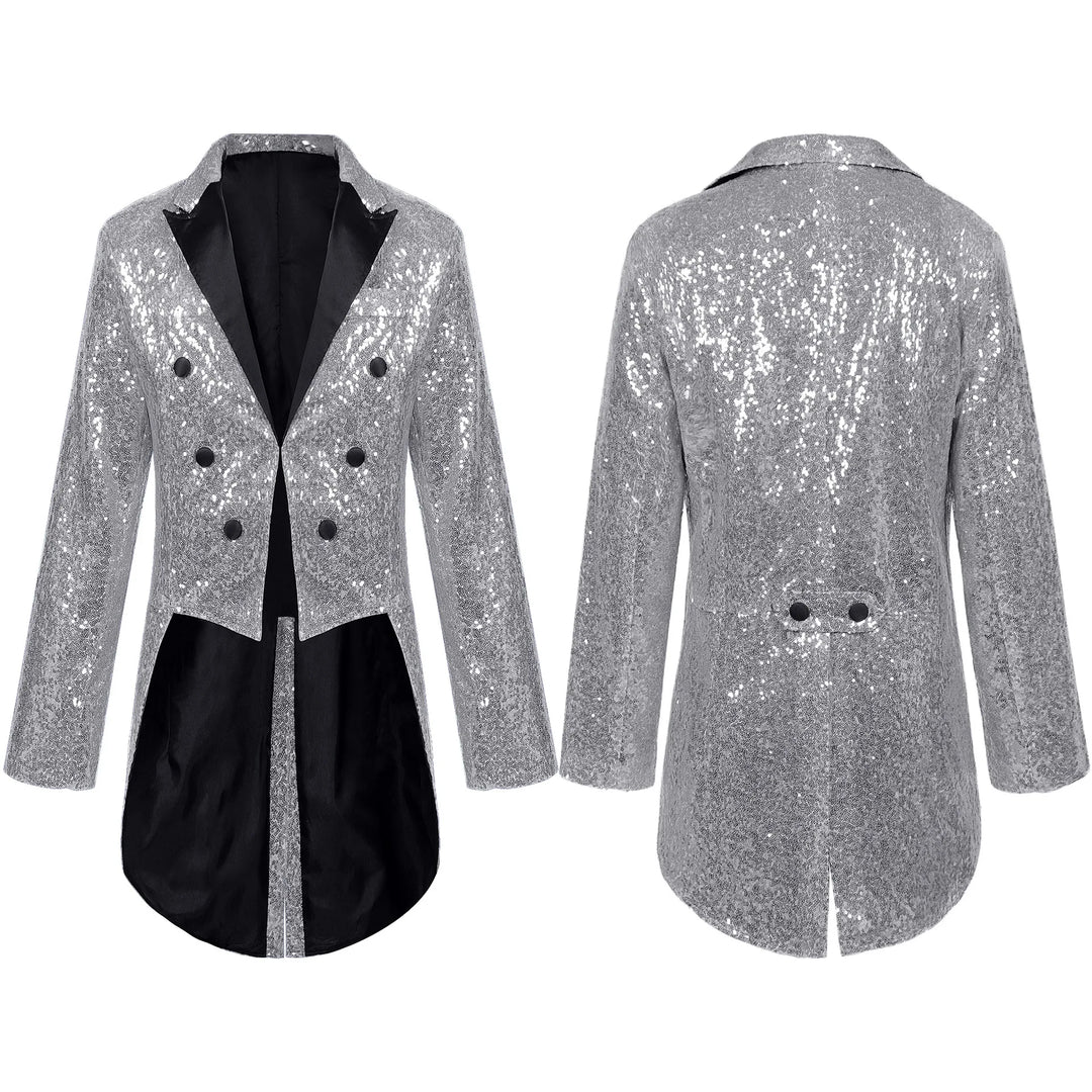  Steampunk Sequined Coat Silver