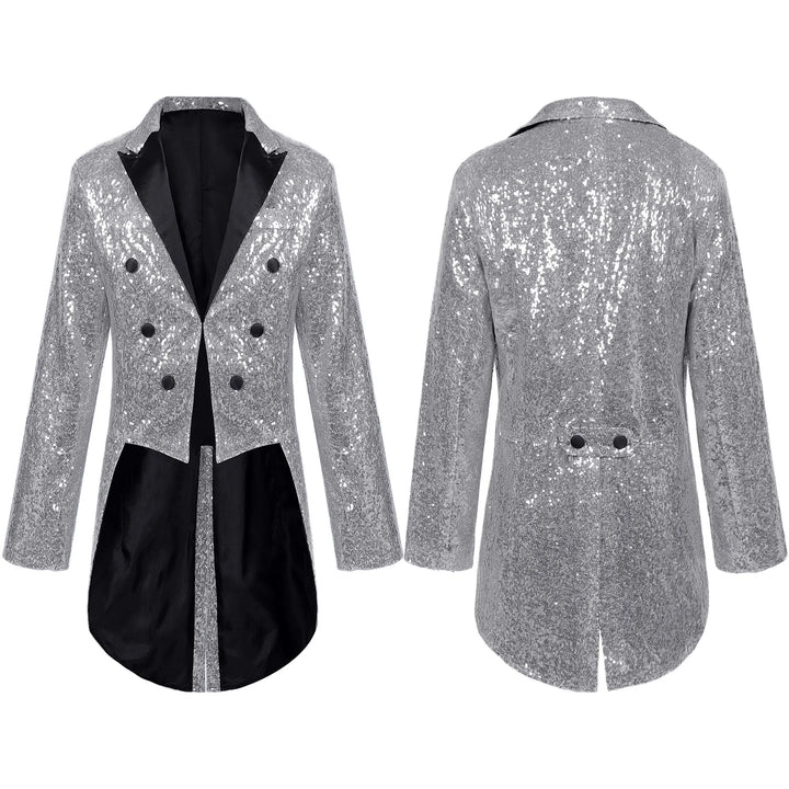  Steampunk Sequined Coat Silver