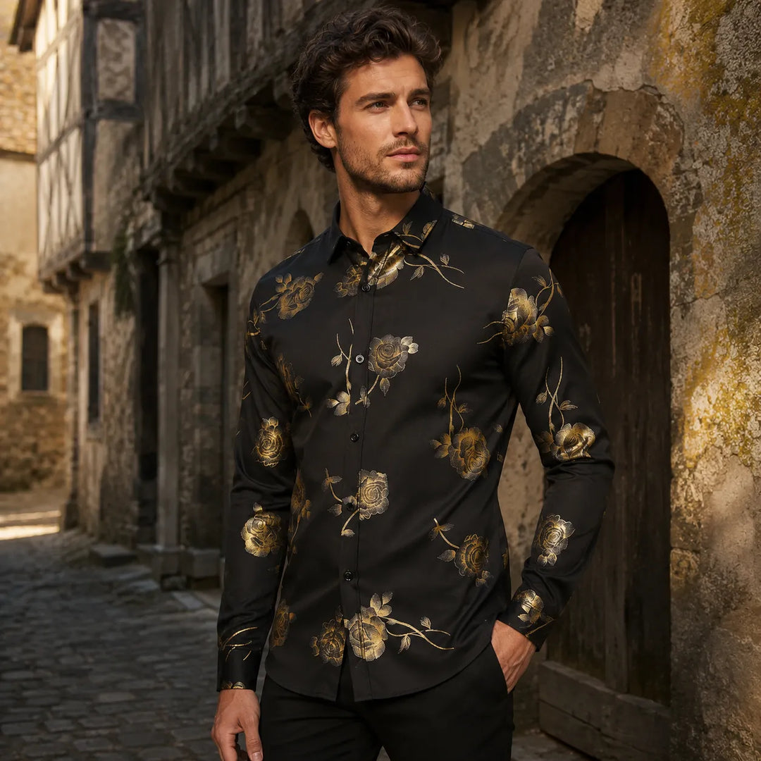 Steampunk Shirt Golden Roses