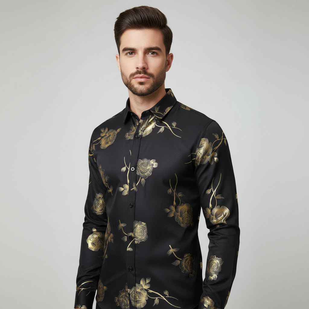 Steampunk Shirt Golden Roses