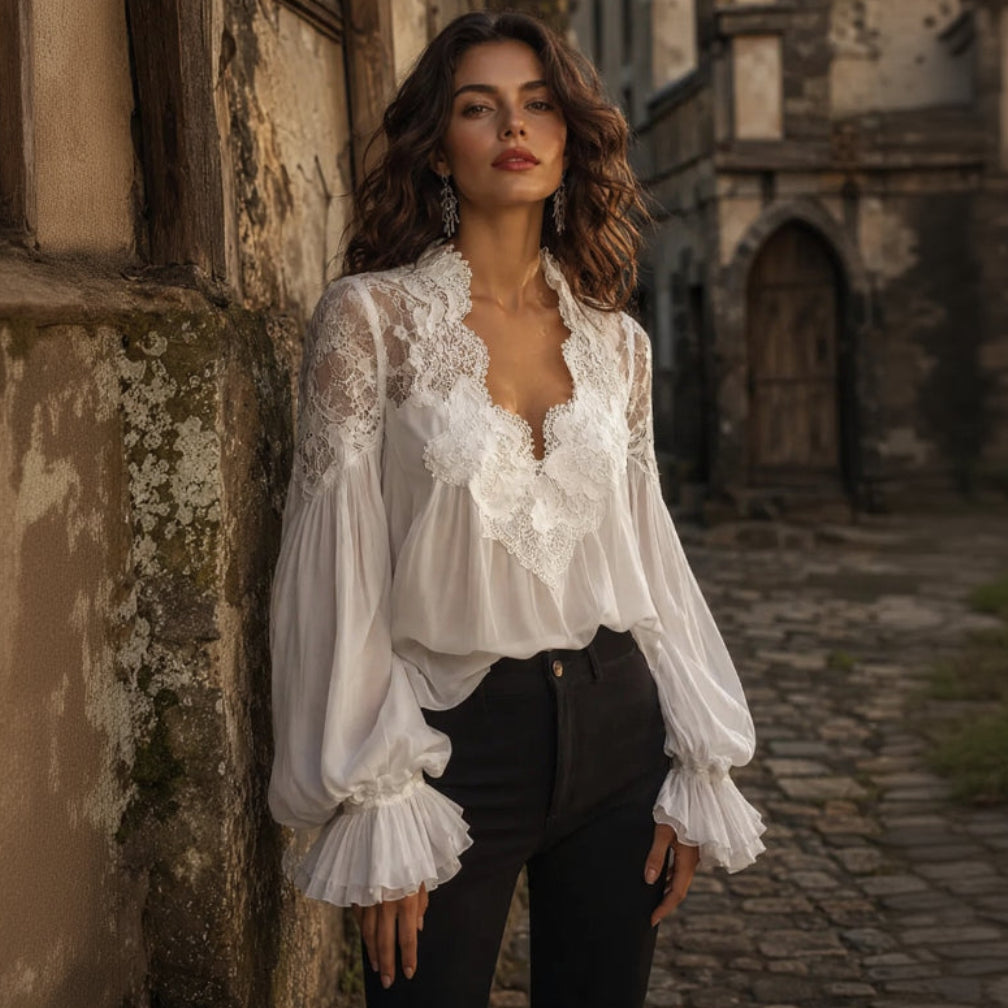 Steampunk Shirt With Chic Neckline