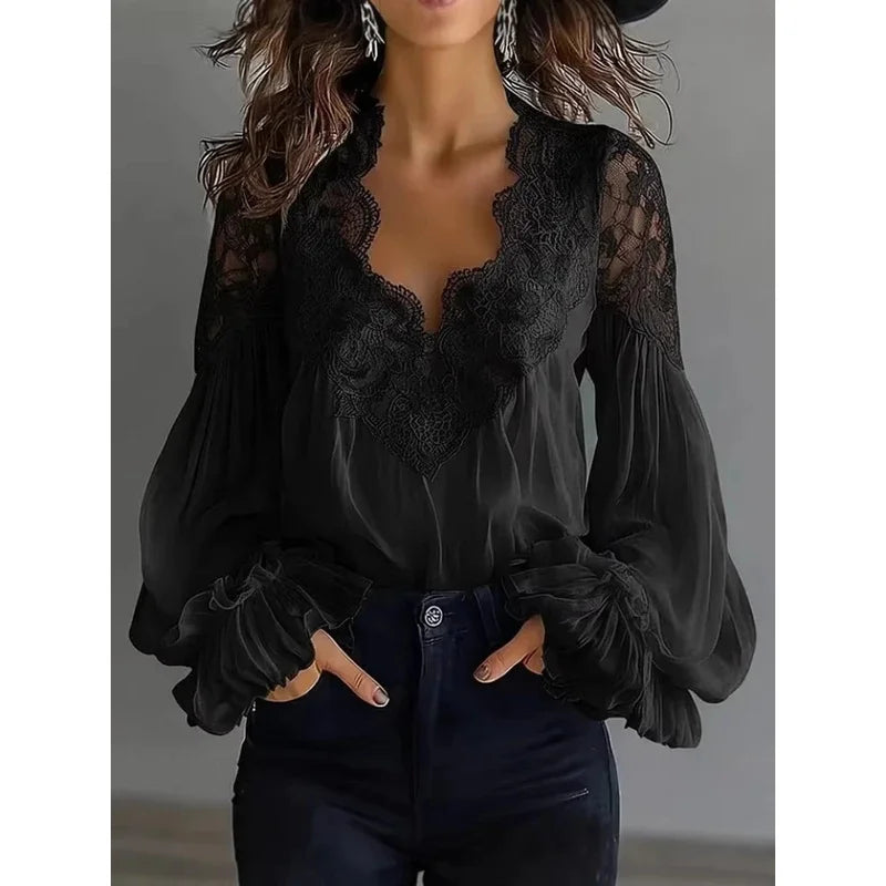 Steampunk Shirt With Chic Neckline black
