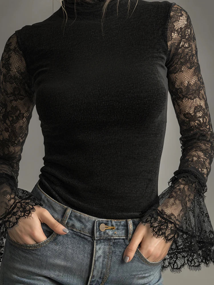 Steampunk Shirt With Flared Lace Sleeves stylish