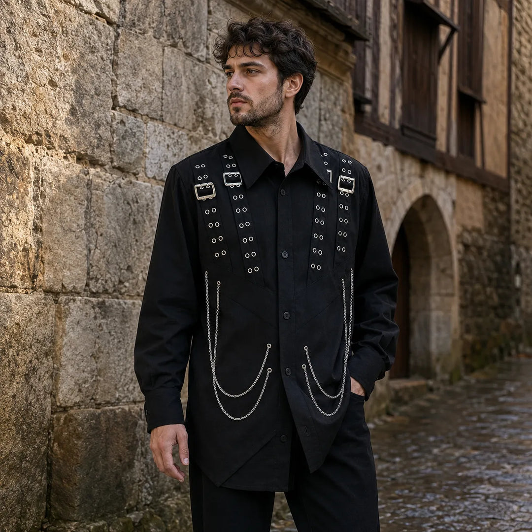 Steampunk Shirt With Metal Chains