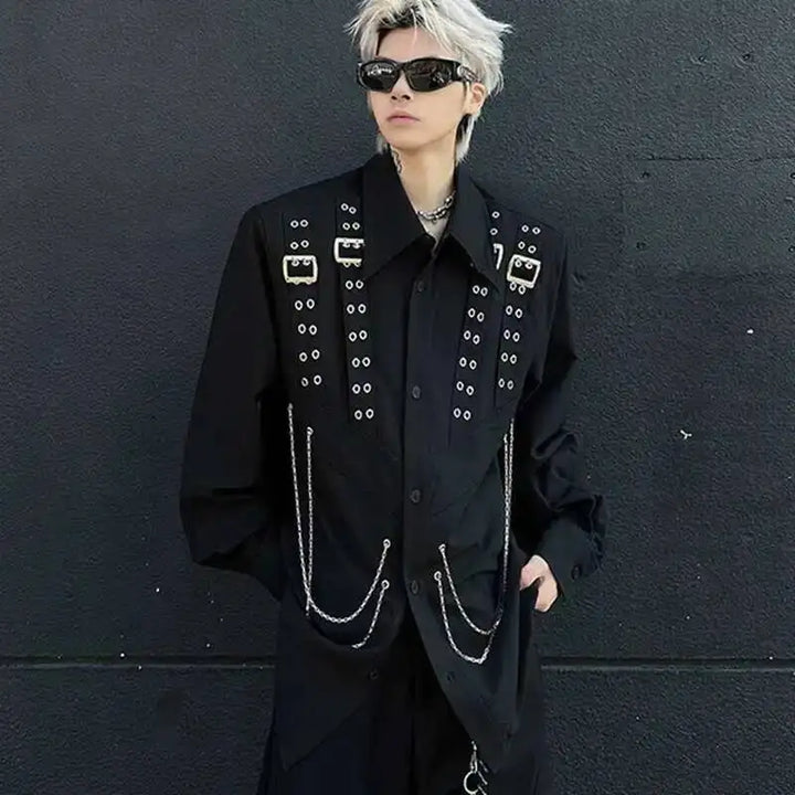 Steampunk Shirt With Metal Chains
