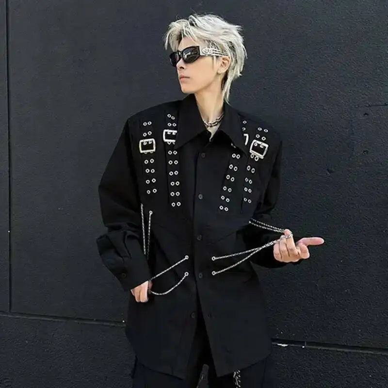 Steampunk Shirt With Metal Chains Design