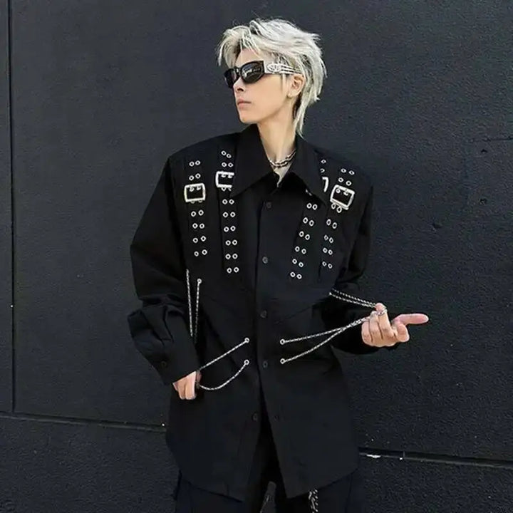 Steampunk Shirt With Metal Chains Design