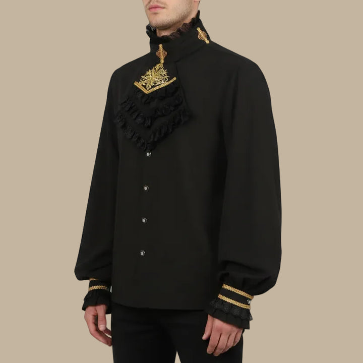 Steampunk Shirt with High Ruffled Collar