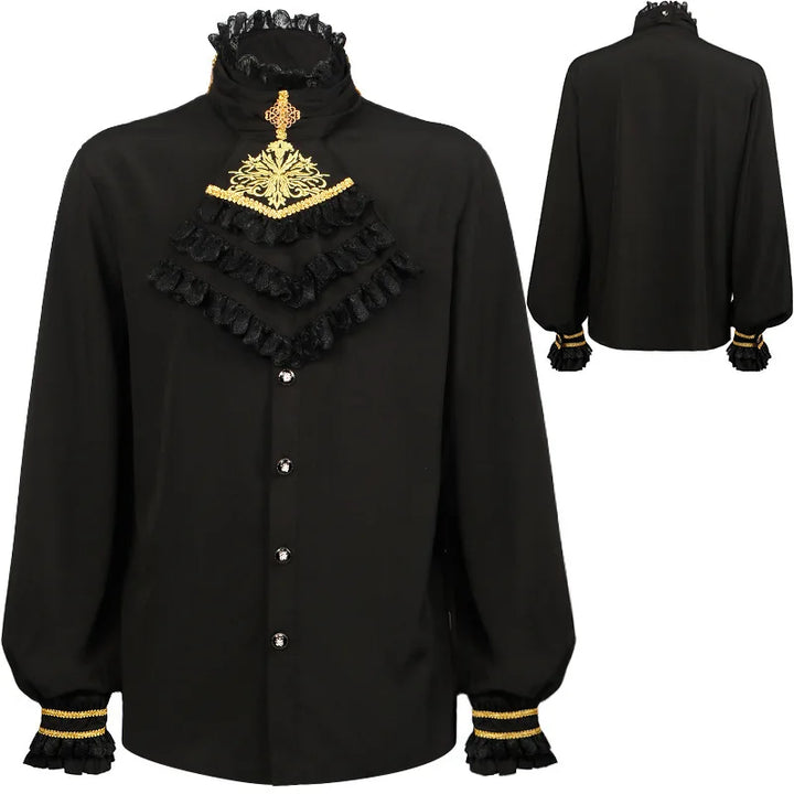 Steampunk Shirt with High Ruffled Collar – Victorian style
