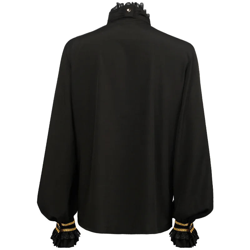 Steampunk Shirt with High Ruffled Collar – elegant look