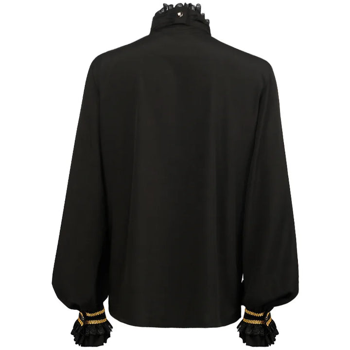 Steampunk Shirt with High Ruffled Collar – elegant look