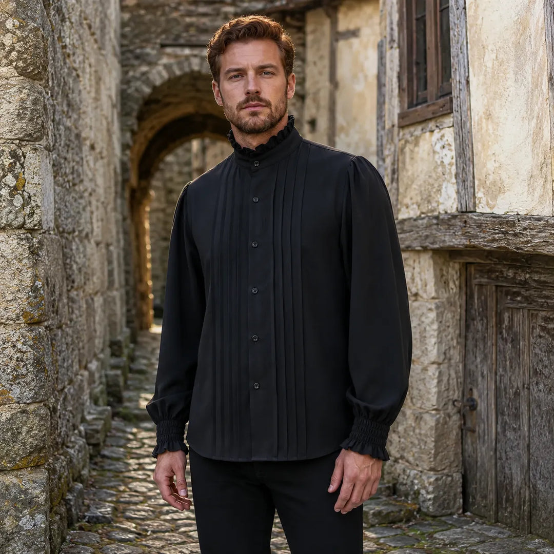 Steampunk Shirt with Stand-up Collar