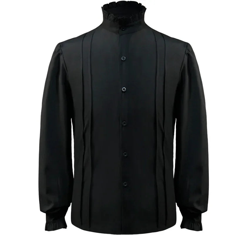 Steampunk Shirt with Stand-up Collar black
