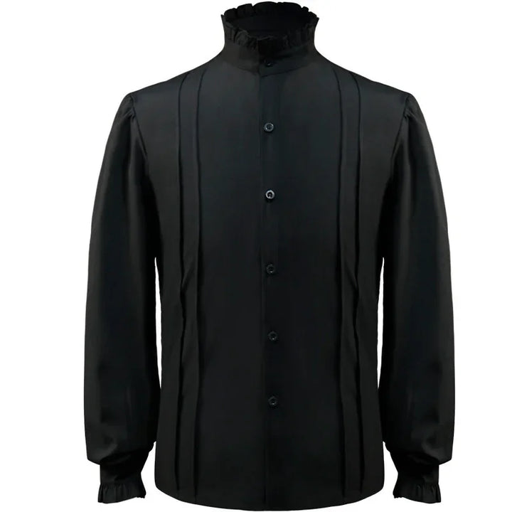 Steampunk Shirt with Stand-up Collar black