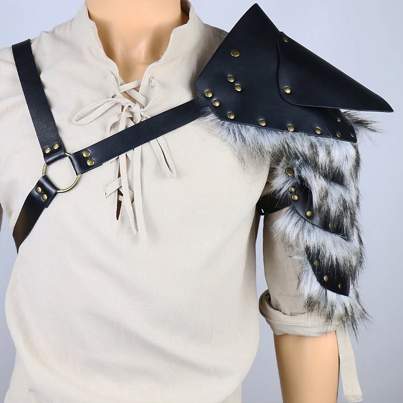 Steampunk Shoulder Armor With Faux Fur
