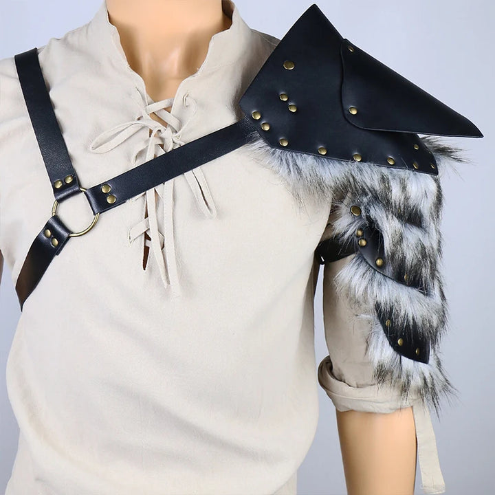 Steampunk Shoulder Armor With Faux Fur