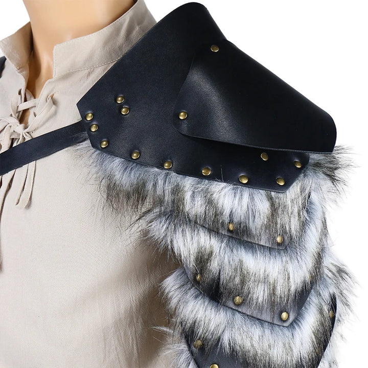 Steampunk Shoulder Armor With Faux Fur stylish